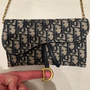 Dior Saddle Long Canvas Wallet on a Chain